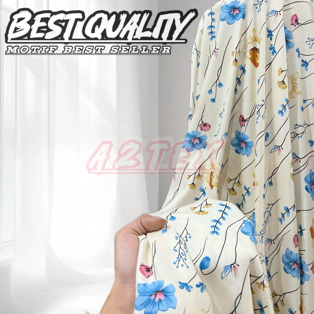 Kain Katun Rayon Viscose Premium - Kain Rayon Motif Bunga Elegan - Kain Katun Original - Bahan Kain 