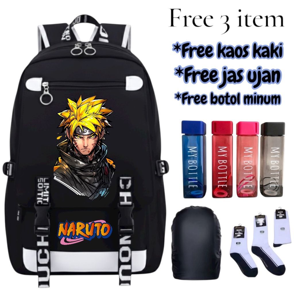 Tas Ransel Sekolah Pria SD SMP SMA Keren Terbaru Tas NARUTO
