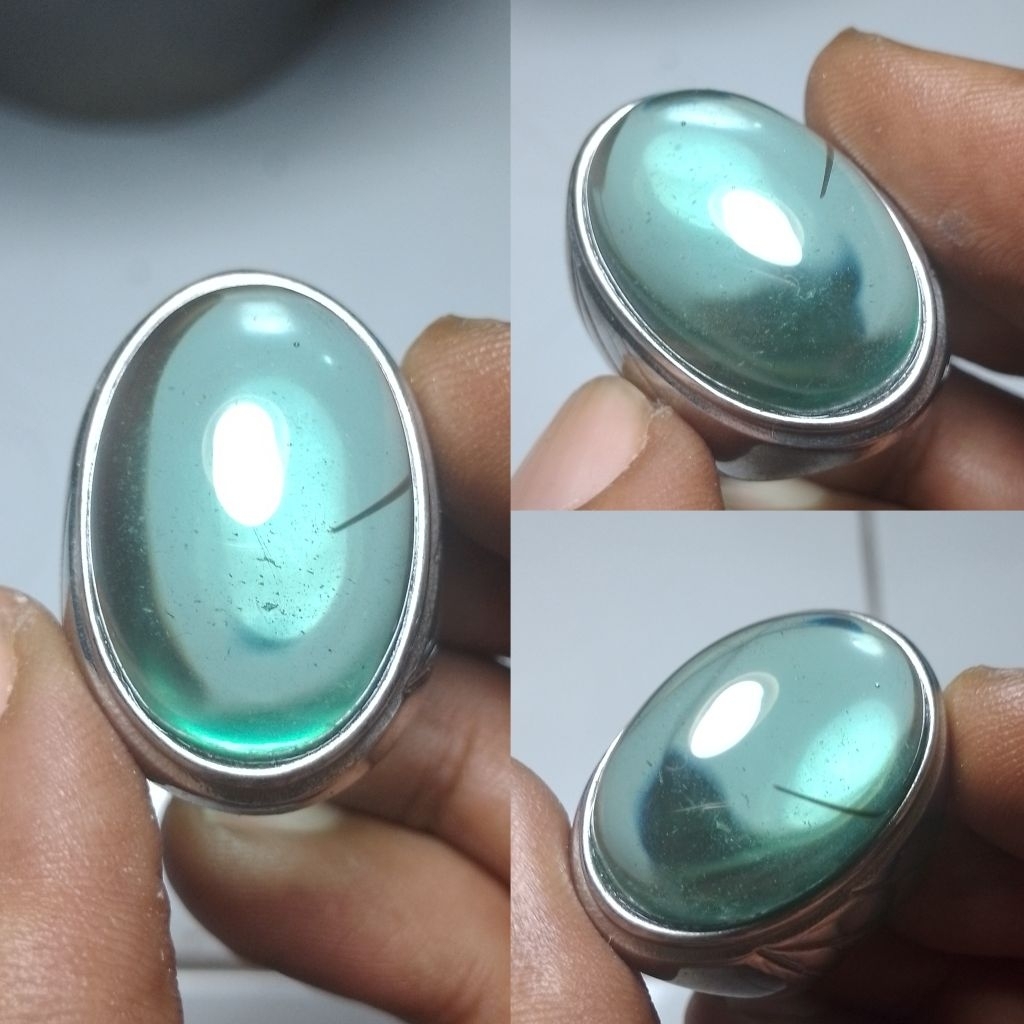 Batu cincin natural kinyang daun serat rambut dalam batu Cc52