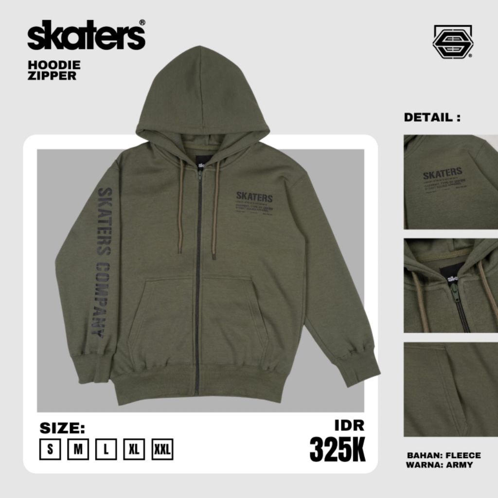 SWEATER SKATERS 26 FL SKATERS ZIP HOODIE OLIVE