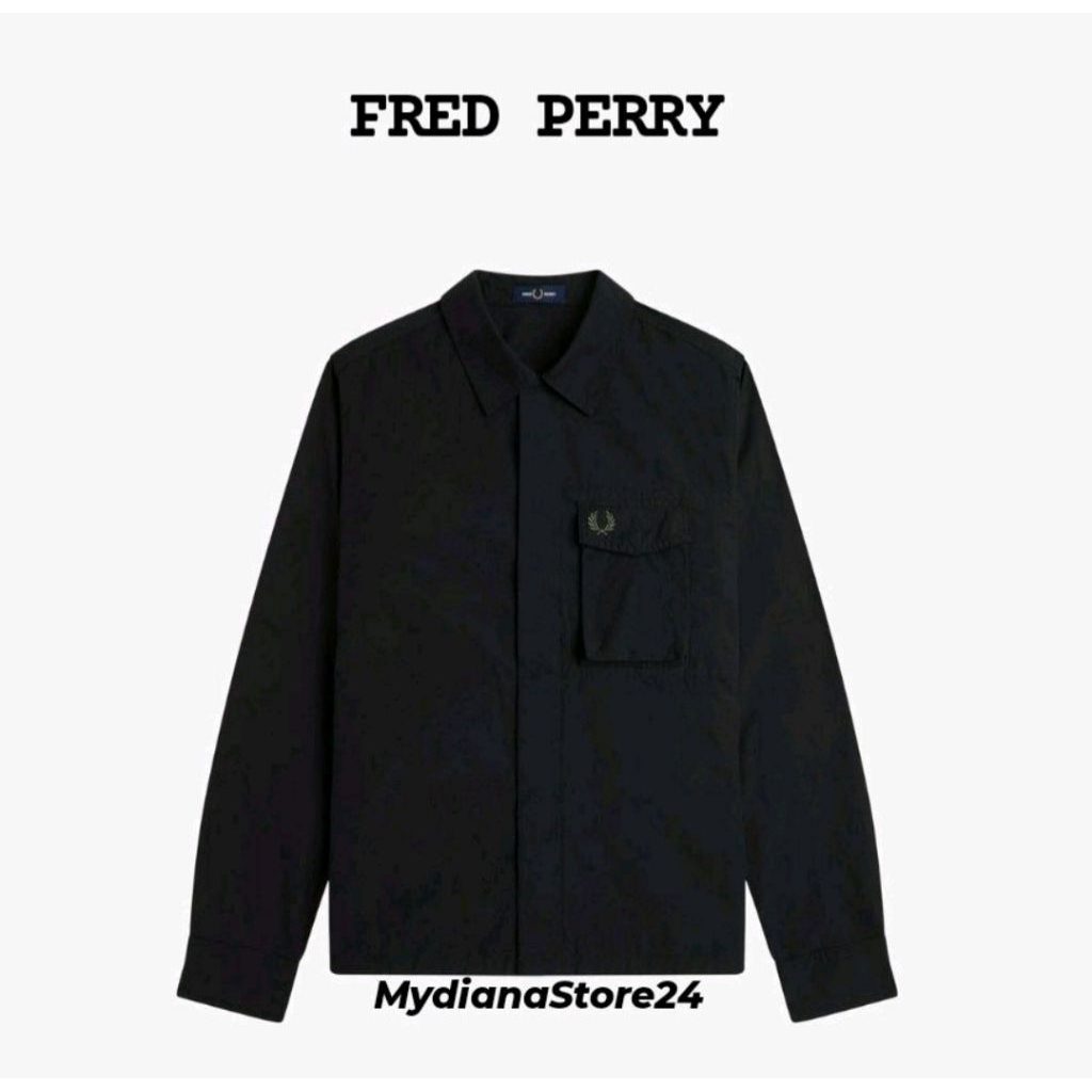 FRED PERRY - FRED PERRY POPLIN OVERSHIRT  - BLACK