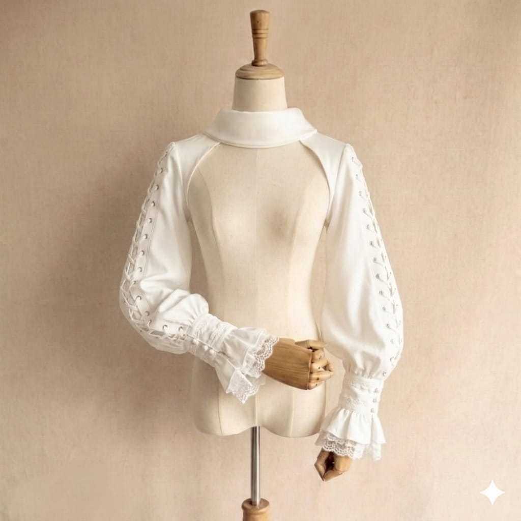 Izah Kemeja wanita satin gothic lengan panjang crop top