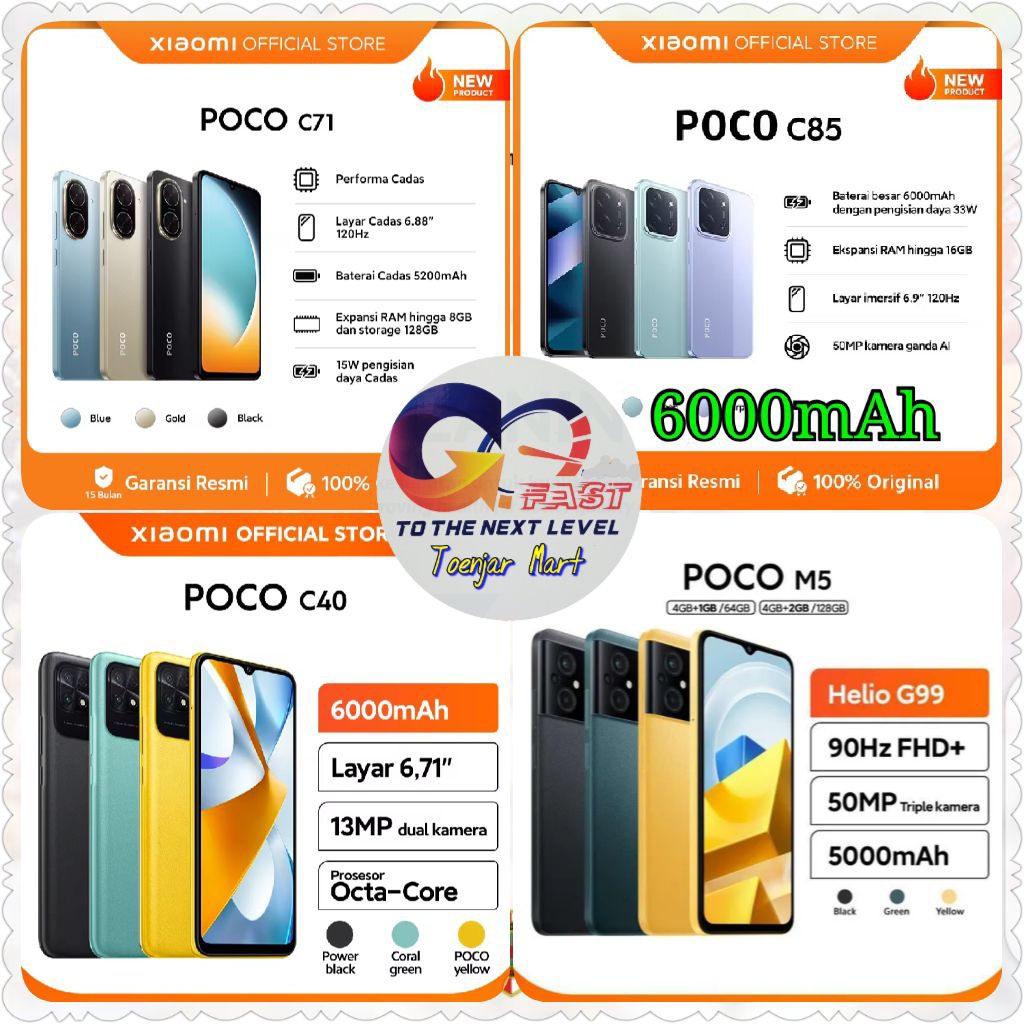 Poco C40 C71 C81 C85 M5 M7 PRO RAM 3 4 6 8 / 32 64 128 256 GB  Garansi Resmi