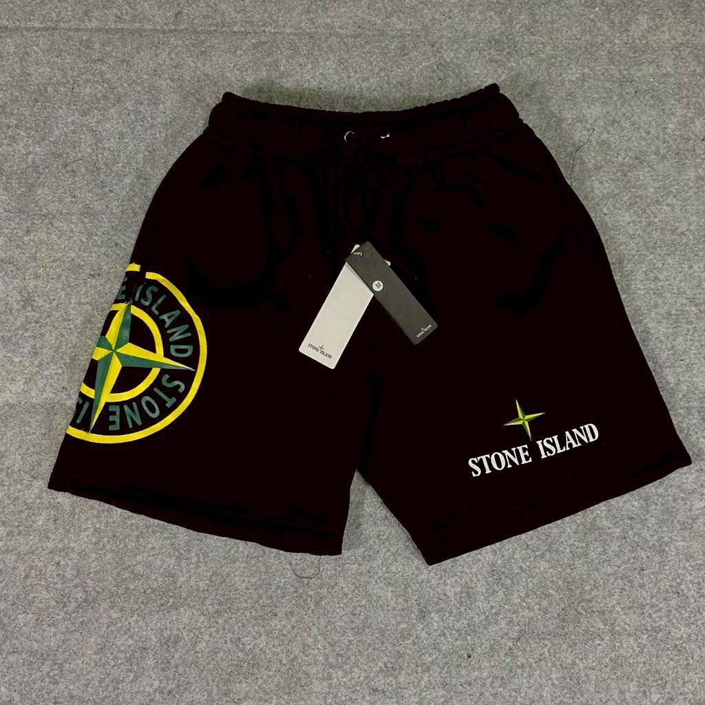 CELANA PENDEK SHORT PANTS SWEATPANTS STONE ISLAND BIG SIDE COMPASS HITAM