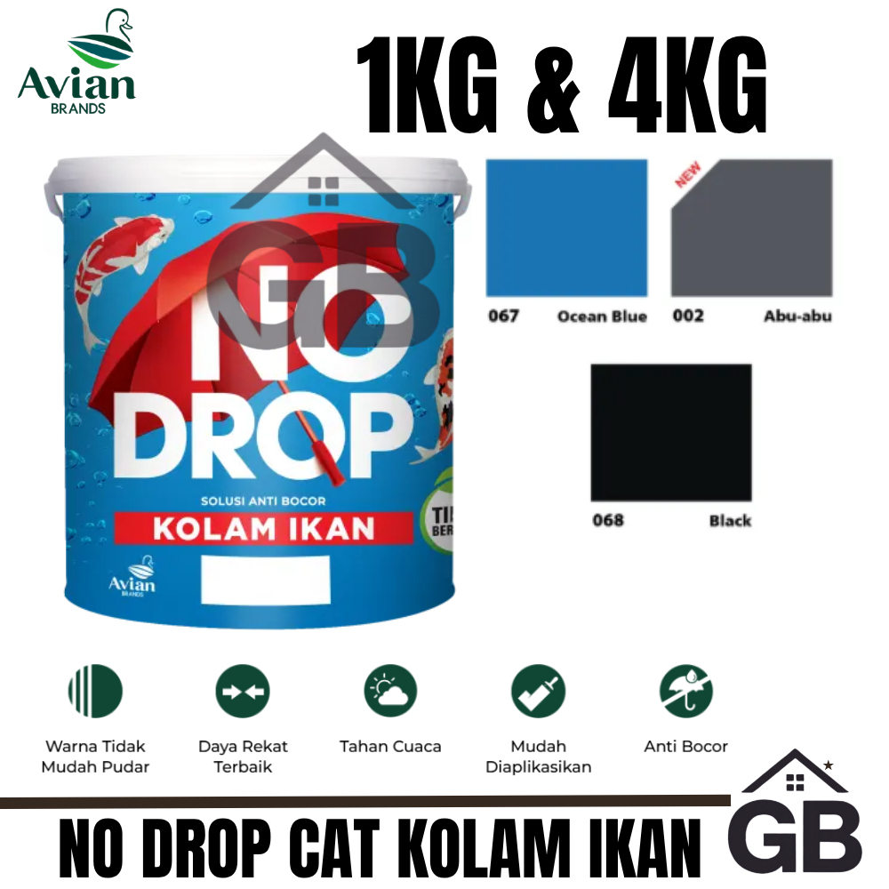 No Drop Kolam Ikan || Cat Kolam Ikan No Drop Hitam Biru Abu 1kg 4kg