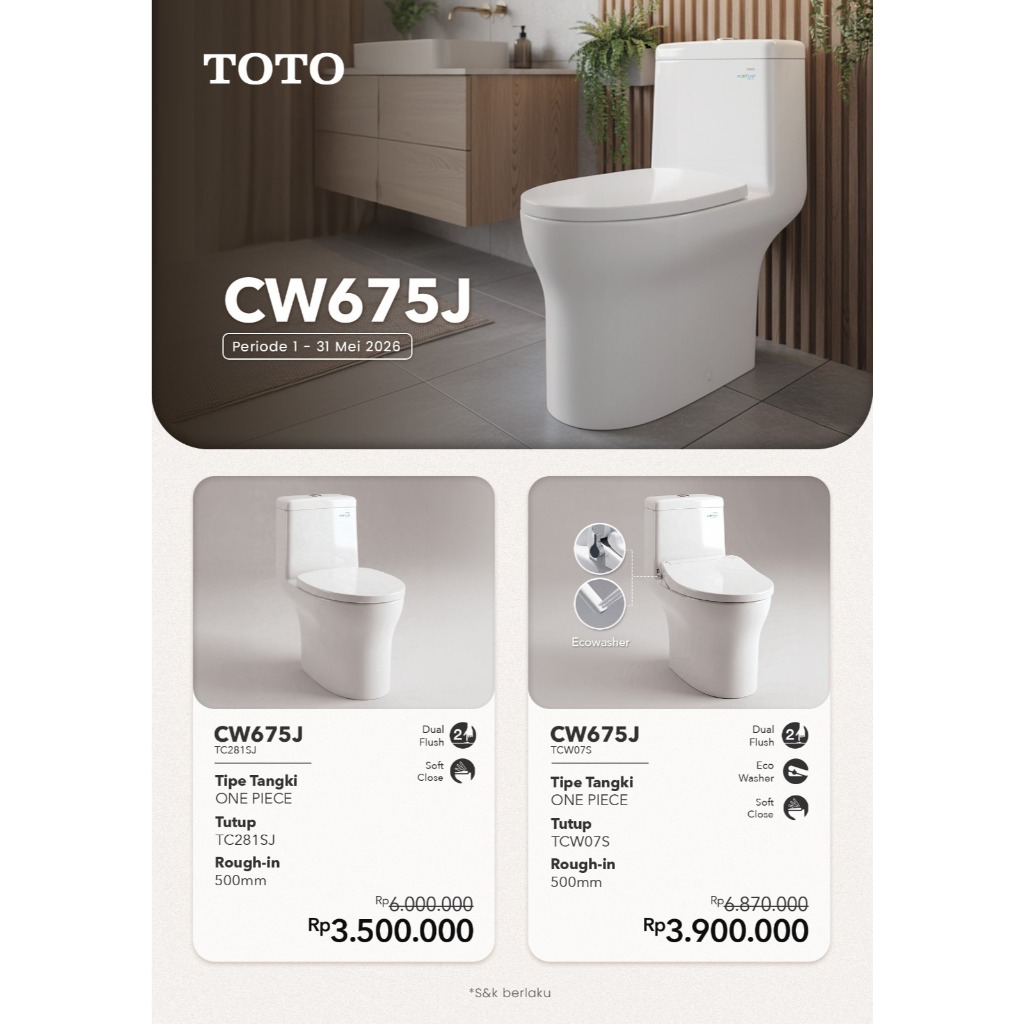 Kloset Duduk TOTO CW675J One Piece Toilet