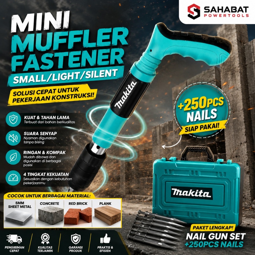 12H Ship Nail Gun Manual Steel Nail Gun Nail Puncher Gun Rivet Concrete Wall Gun Contains 50 Nails