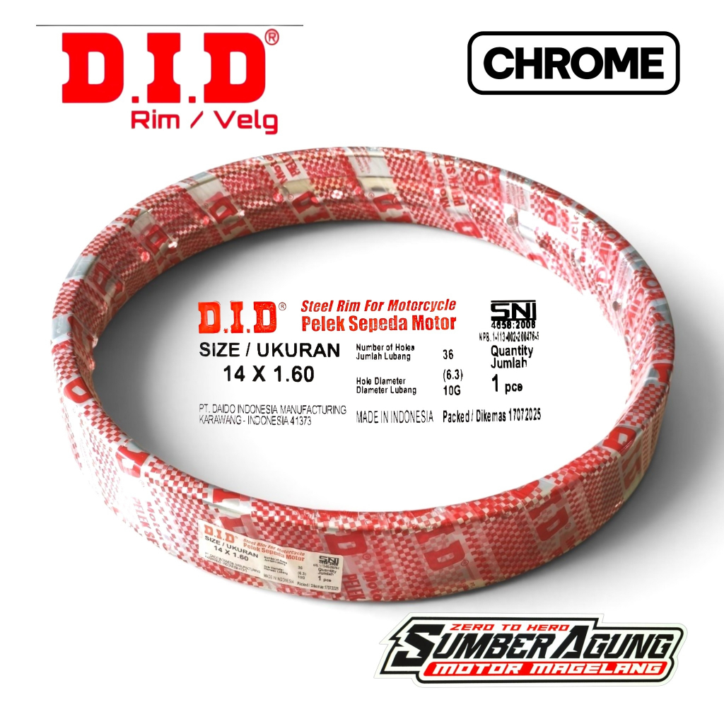VELG BELAKANG VARIO BEAT MIO SCOOPY SPACY RING 14 CHROM ORI DID 160-14