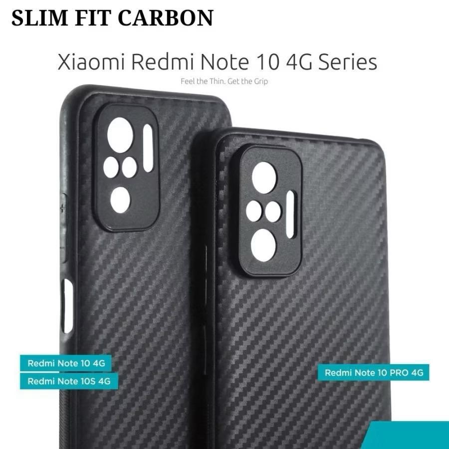 CASE XIAOMI REDMI NOTE 10 / NOTE 10 PRO SLIM FIT CASE CARBON FIBER ANTI PANAS