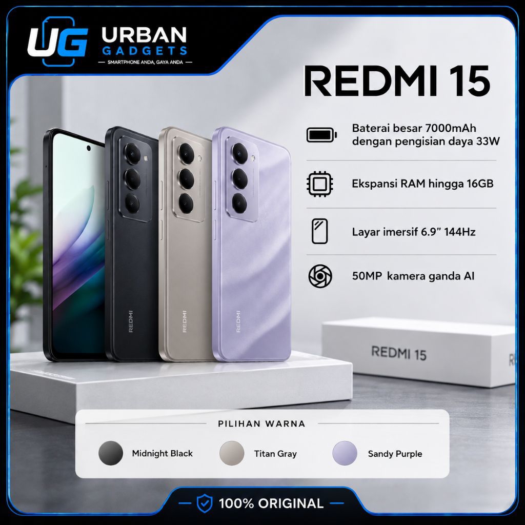 XIAOMI REDMI 15 8/128 8/256 BNOB GARANSI RESMI