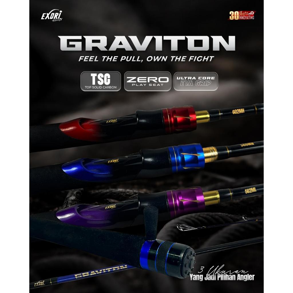 Joran Pancing Spinning Exori Graviton Panjang 168Cm & 183Cm Material Carbon Solid Aksi Lentur Sudah 