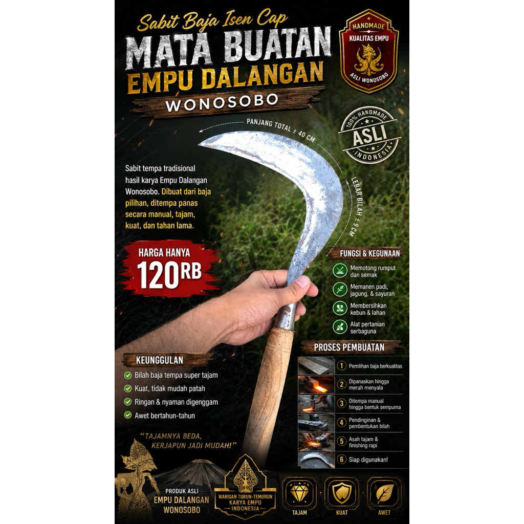 Sabit cap mata, baja isen wonosobo