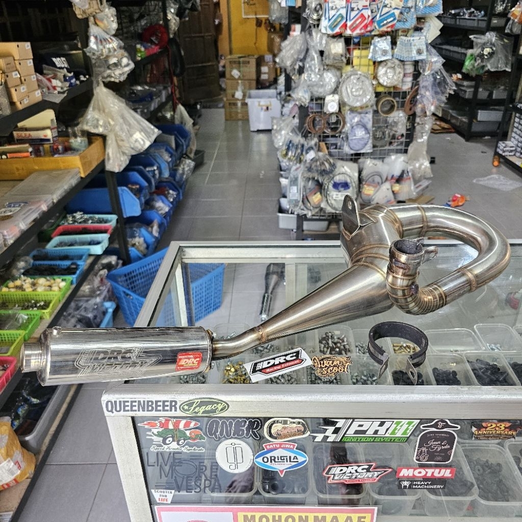Knalpot DRC Racing Stainless Steel Buang kanan Victory knalpot vespa racing kanan DRC