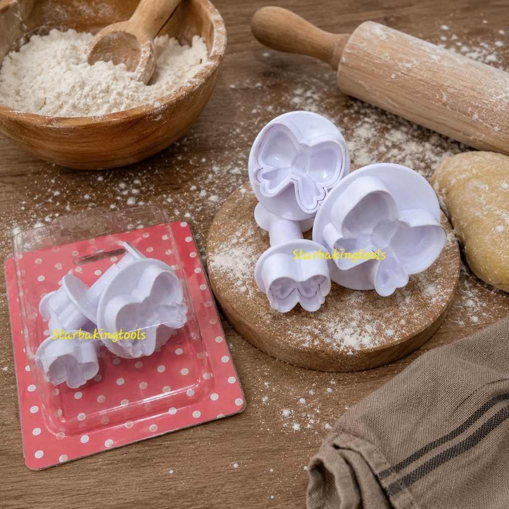 Plunger cutter embosser cake cutter decorating fondant Pita isi 3 pcs