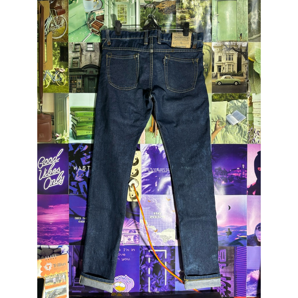 Pride n Joy Button Fly Selvedge Navy Garment Jeans Size 31-32 Preloved
