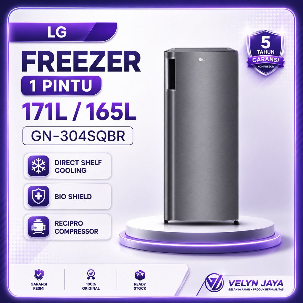 Freezer LG 6 rak GN 304 SQBR freezer es batu LG low watt non inverter