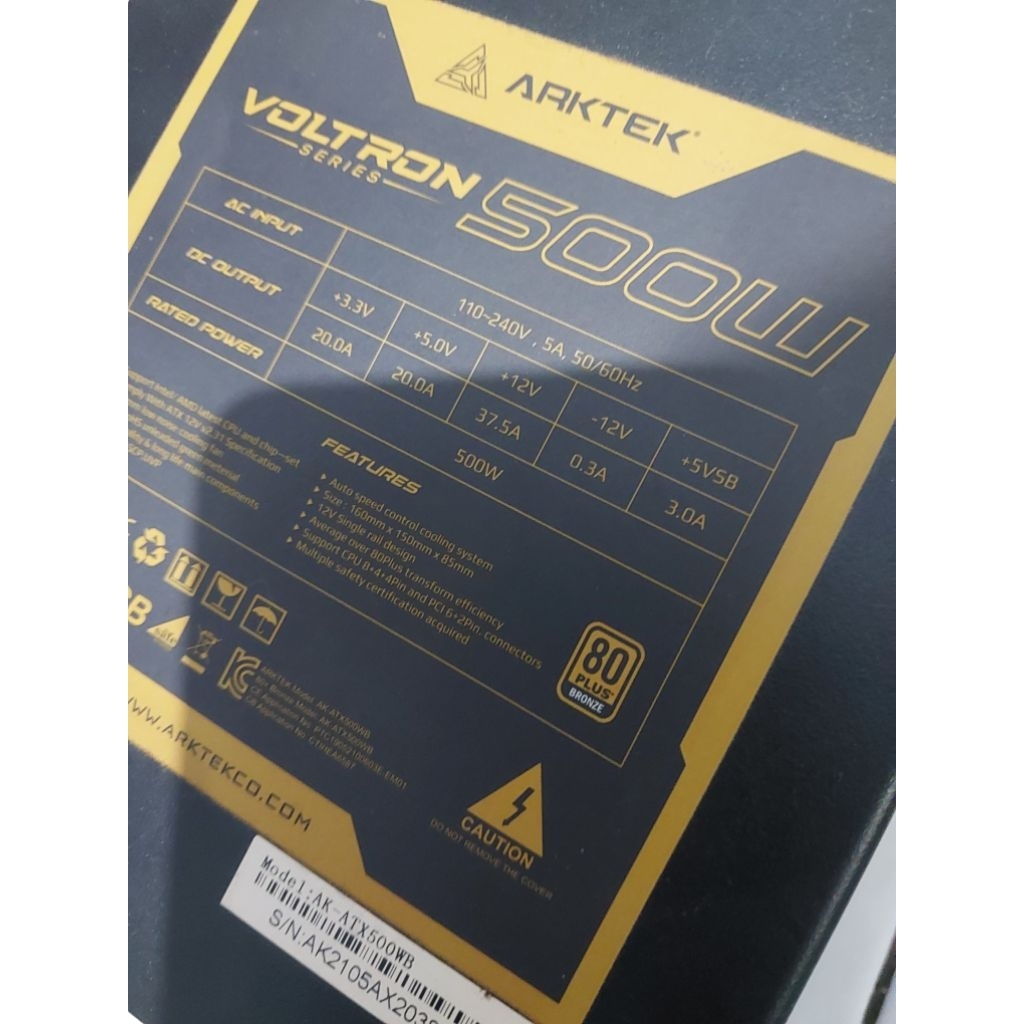 PSU ARKTEK VOLTRON 500W 80BRONZE