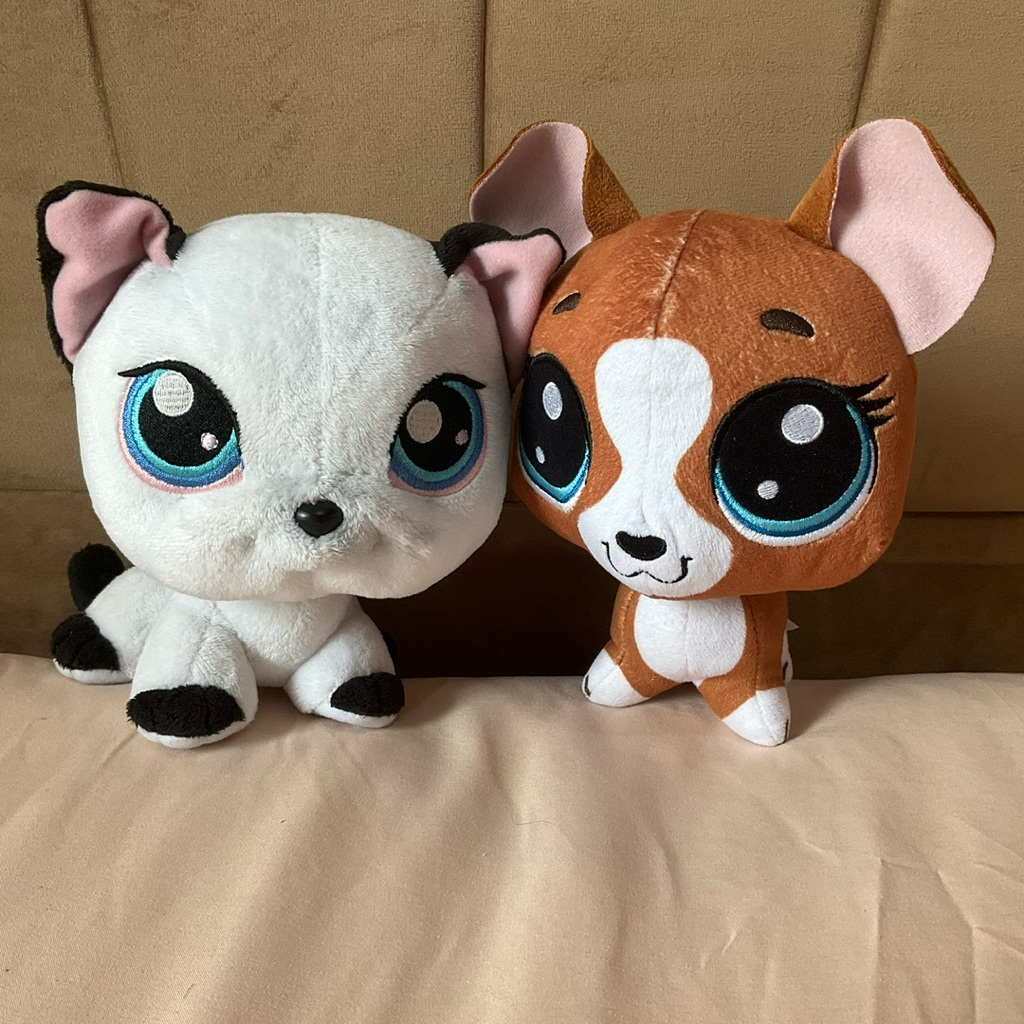 Littlest Pet Shop Siamese Cat 2005 & Roxie McTerrier LPS Brown Dog Plush Toy Boneka Guguk Original A