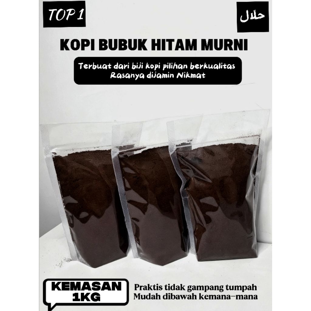 1KG KOPI BUBUK ROBUSTA KHAS MADURA - KOPI BUBUK HITAM 1KG - KOPI BUBUK 1KG - BUBUK KOPI ROBISTA ISI 