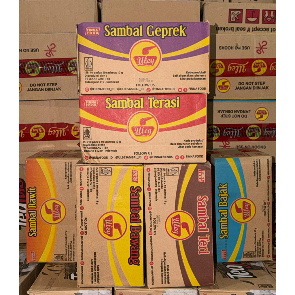 (exp 07/2027) SAMBAL TERASI ULEG FINNA 1 DUS/KARTON 10pak x 10saset / BIHUN JAGUNG PADAMU 1 BAL