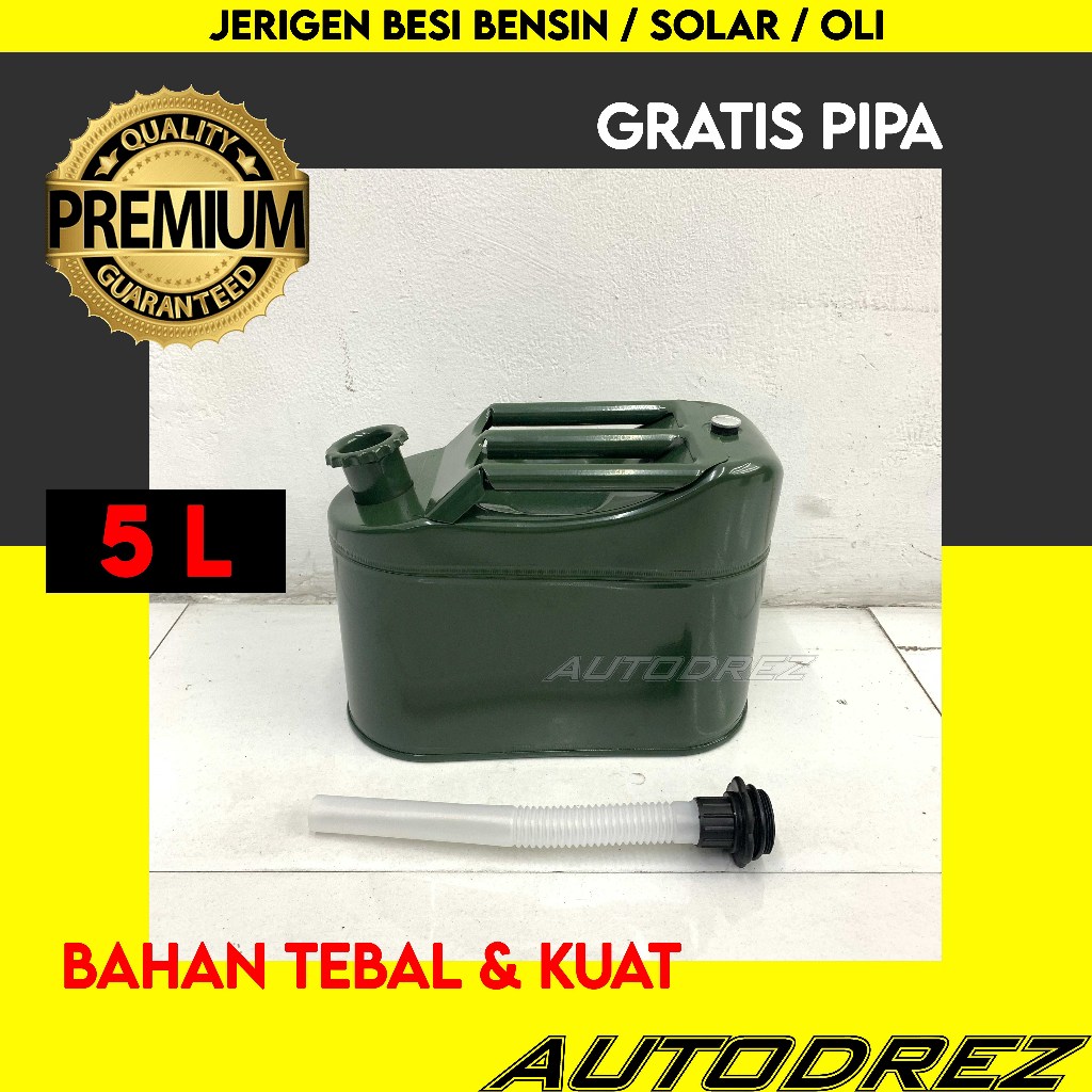 Jerigen Jurigen Jerrycan Besi 5 liter Premium Tebal Tempat Cadangan BBM Bensin Solar Oli Genset Grat