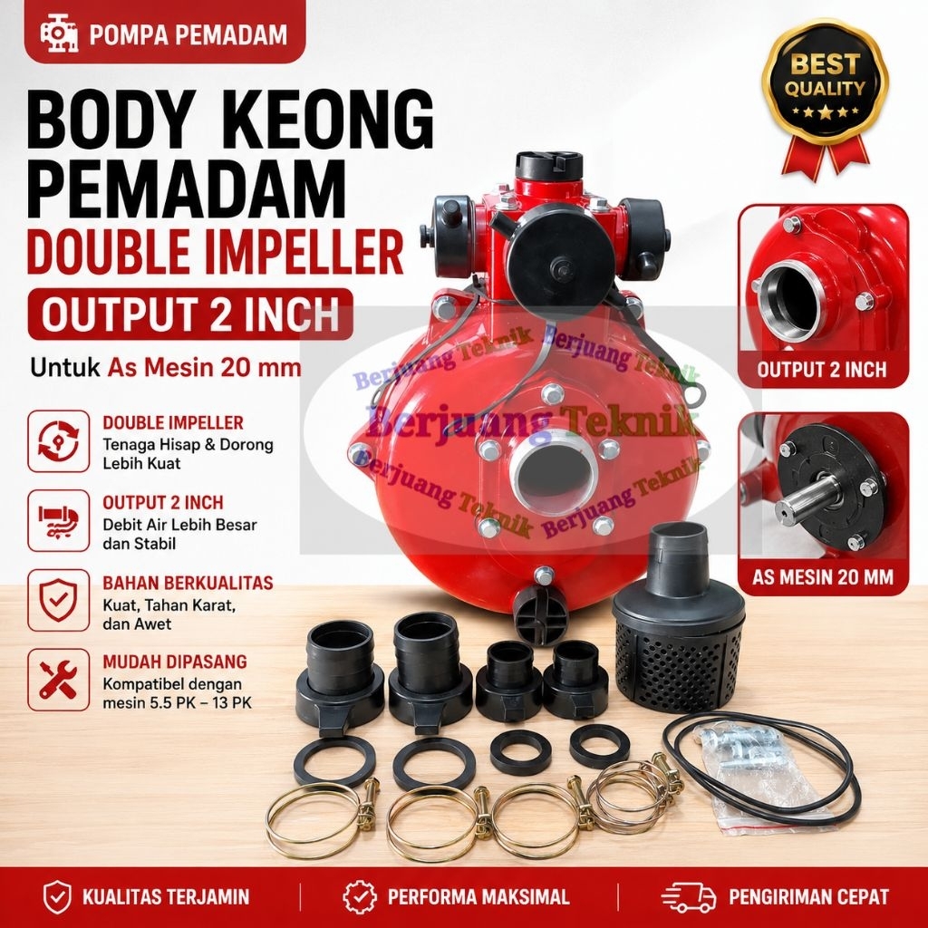 Body Keong Mesin Pompa Pemadam 2 Inch Double Impeller AS 20 mm|| Keong Mesin Pompa Pemadam Kebakaran