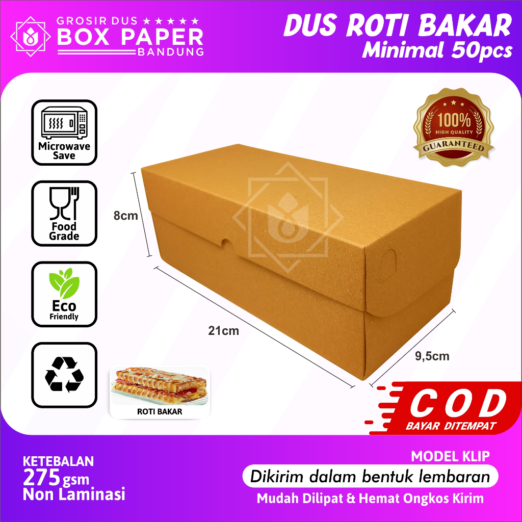 Dus Roti Bakar Bandung Non Laminasi Box Kraft 275gsm Kotak Kue Brownies Donat Bomboloni
