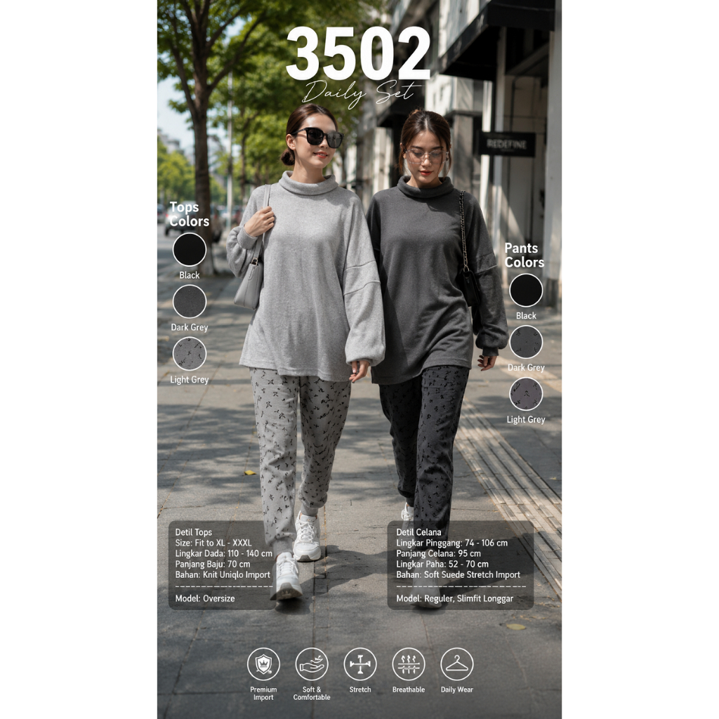 Turtleneck Oversize Sweater Uniglow / Dyta Sweater Big Size Polos Wanita