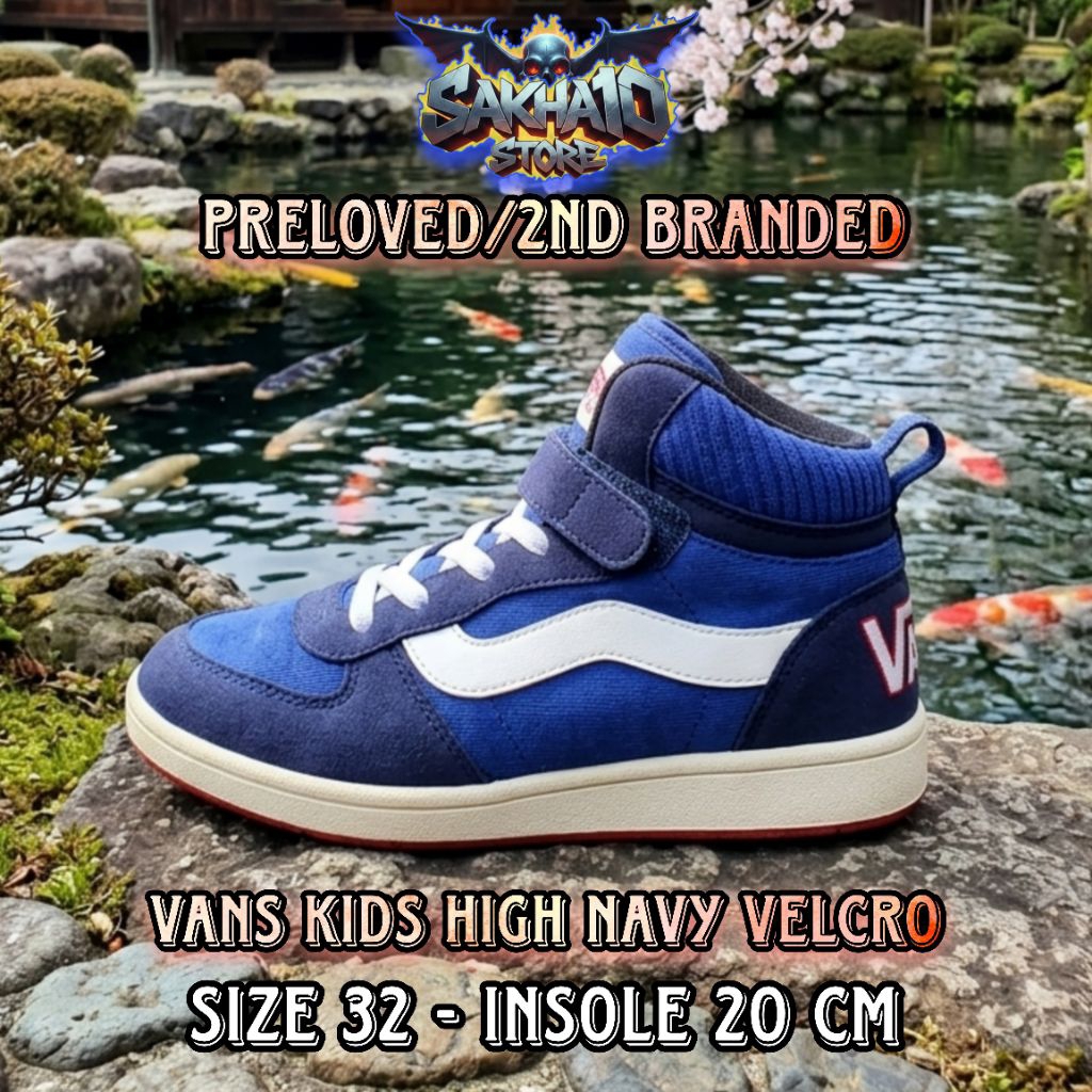 SEPATU SNEAKERS ANAK COWO/CEWE UNISEX HIGH/SKATE/BASKET/SPORTY VANS NAVY VELCRO LANGKA UNIK KEREN KE