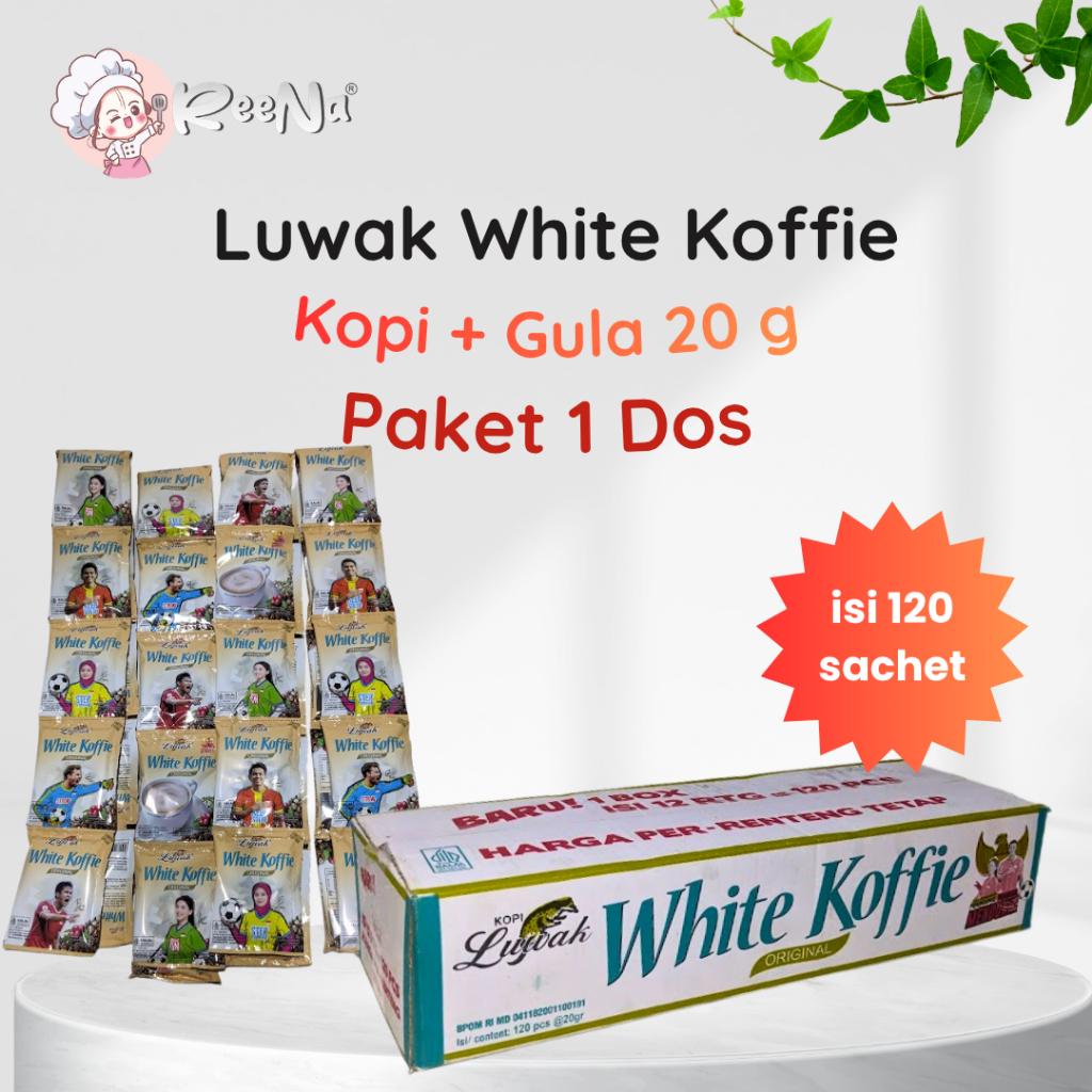 [1 DUS] Luwak White Koffie 20g Isi 120 Sachet - Kopi Luwak White Coffee Grosir Hemat
