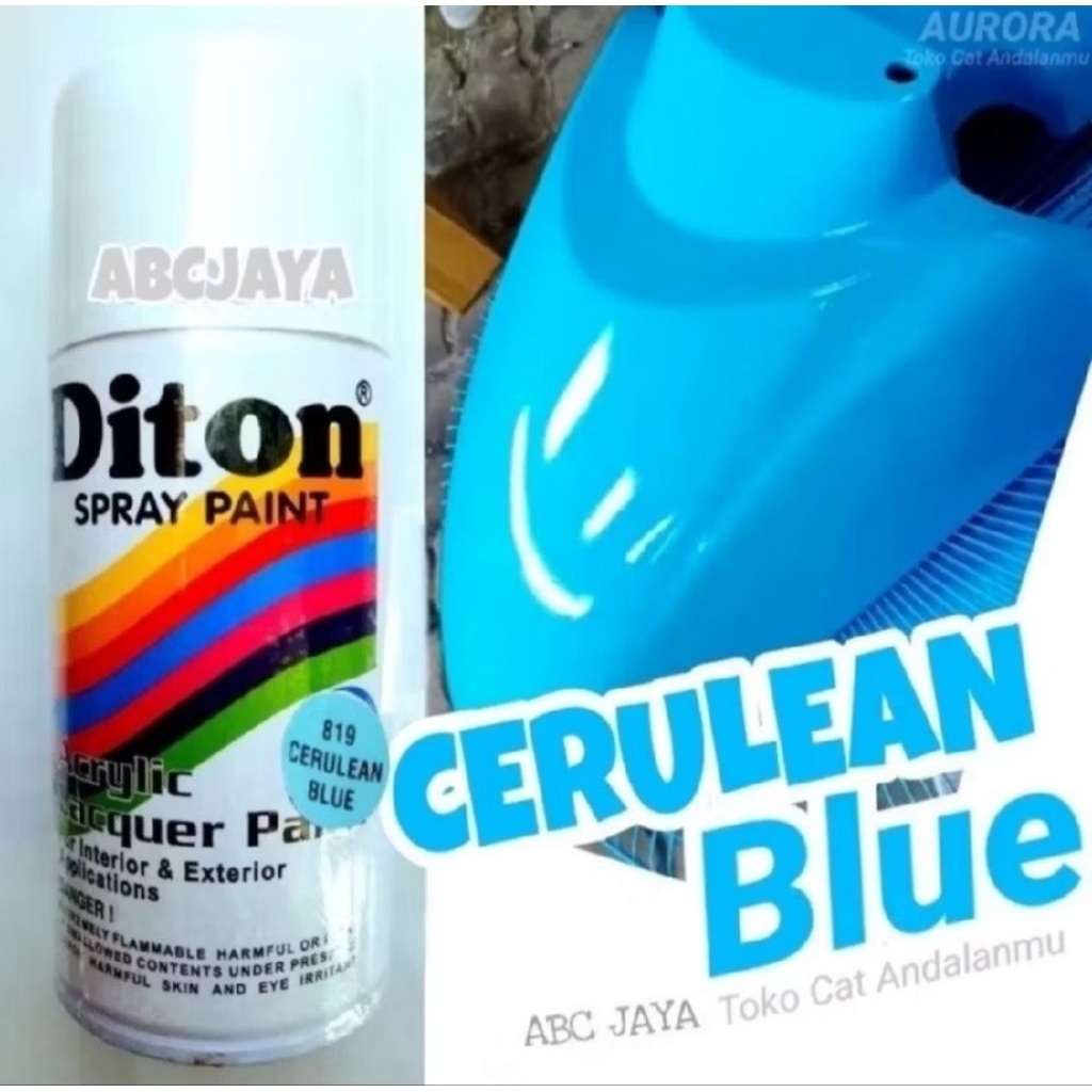 Pilok Diton Curulean Blue 819 Biru Muda Mengkilap 300ml Cat Semprot Sky Blue Biru Laut Langit Gloss 
