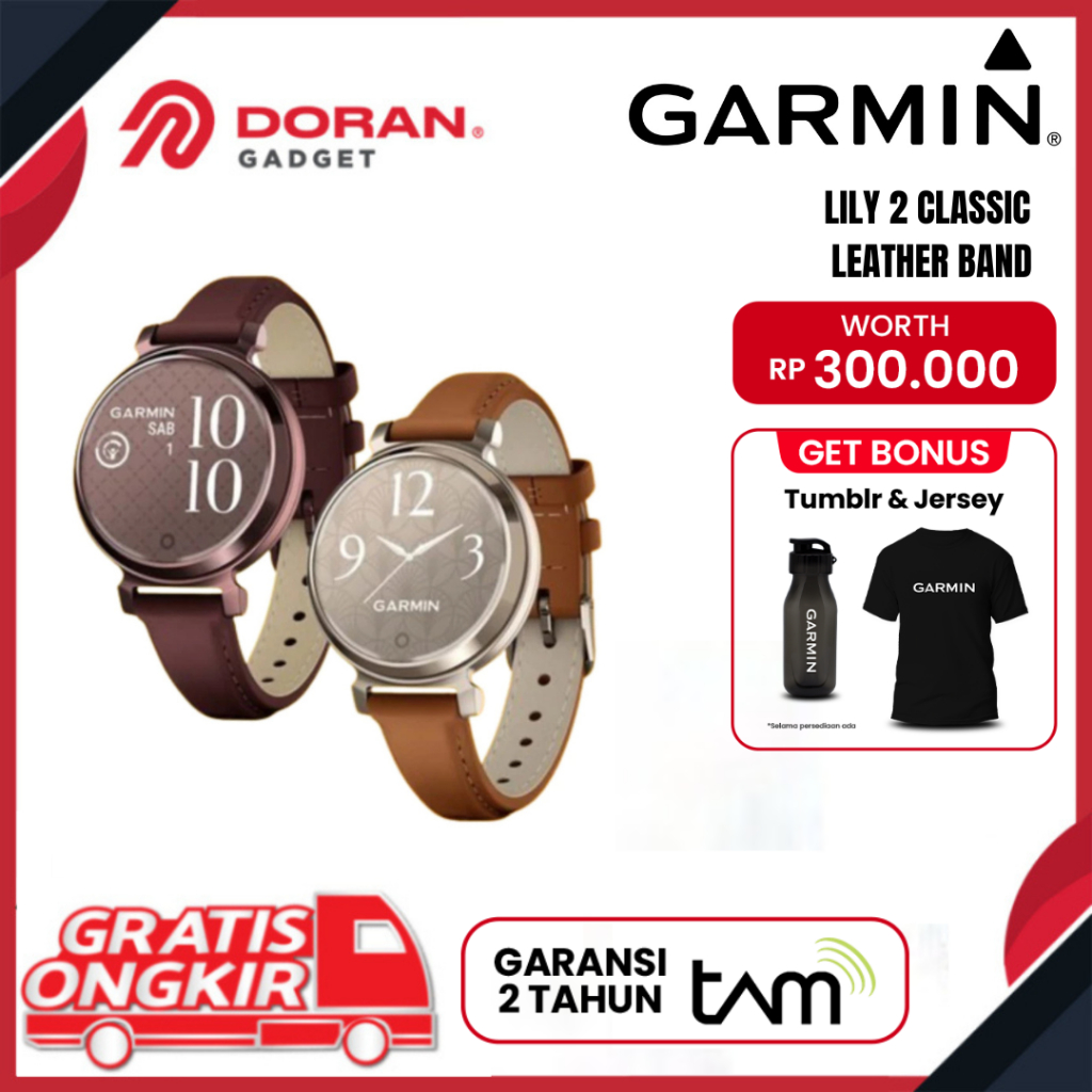 Garmin Lily 2 Leather Band Multisport Smartwatch Garmin - Garansi Resmi TAM 2 Tahun