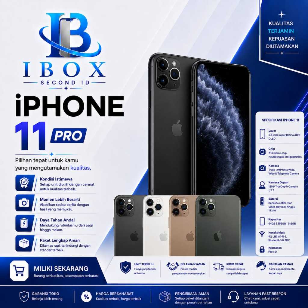 Iphone 11 Pro 128GB, 64GB Second Ori Apple, Like New ALLSIM, Fullset