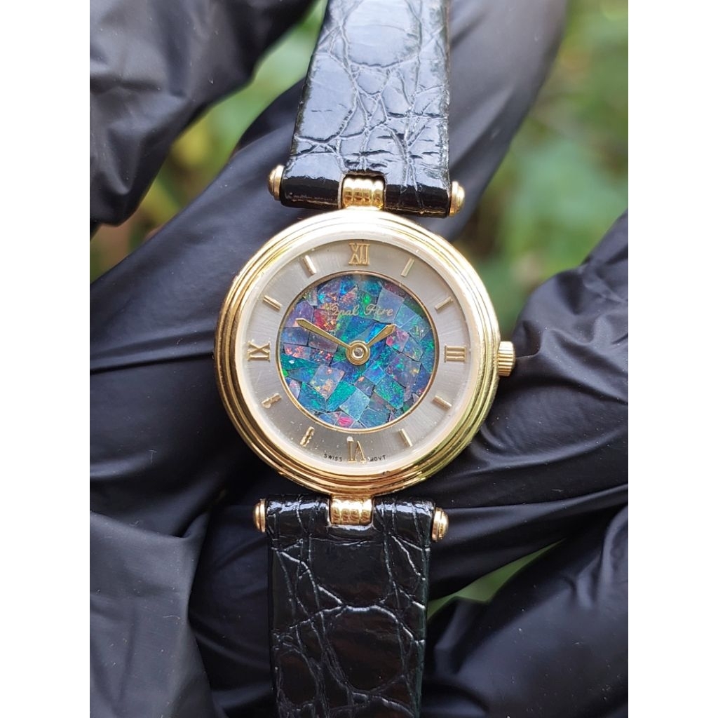 (Harga Net) Jam Tangan Opal Fire All Original Lapis Emas 18 Karat Dial Opal Australia Mesin Swiss No