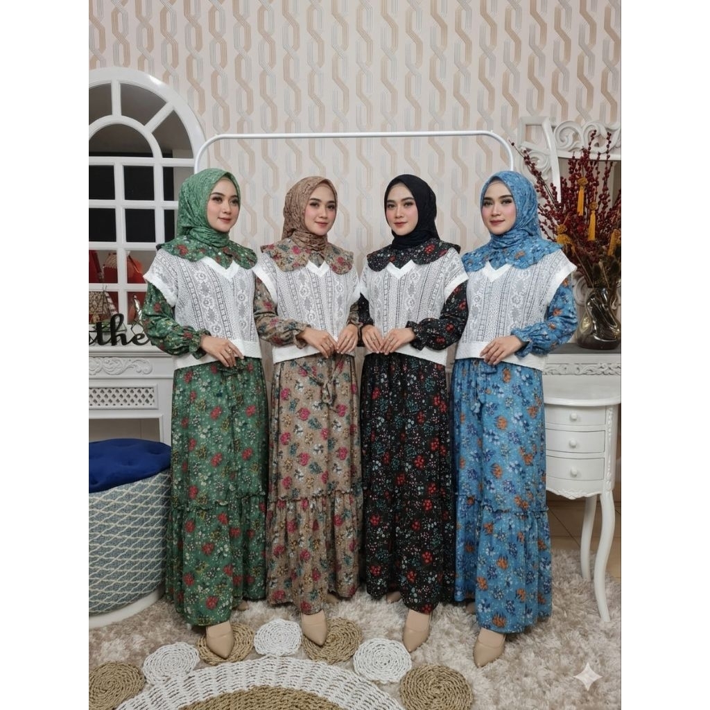 Gamis Maxi Vintage Rompi Rajut BKK Import 899-D (2in1)