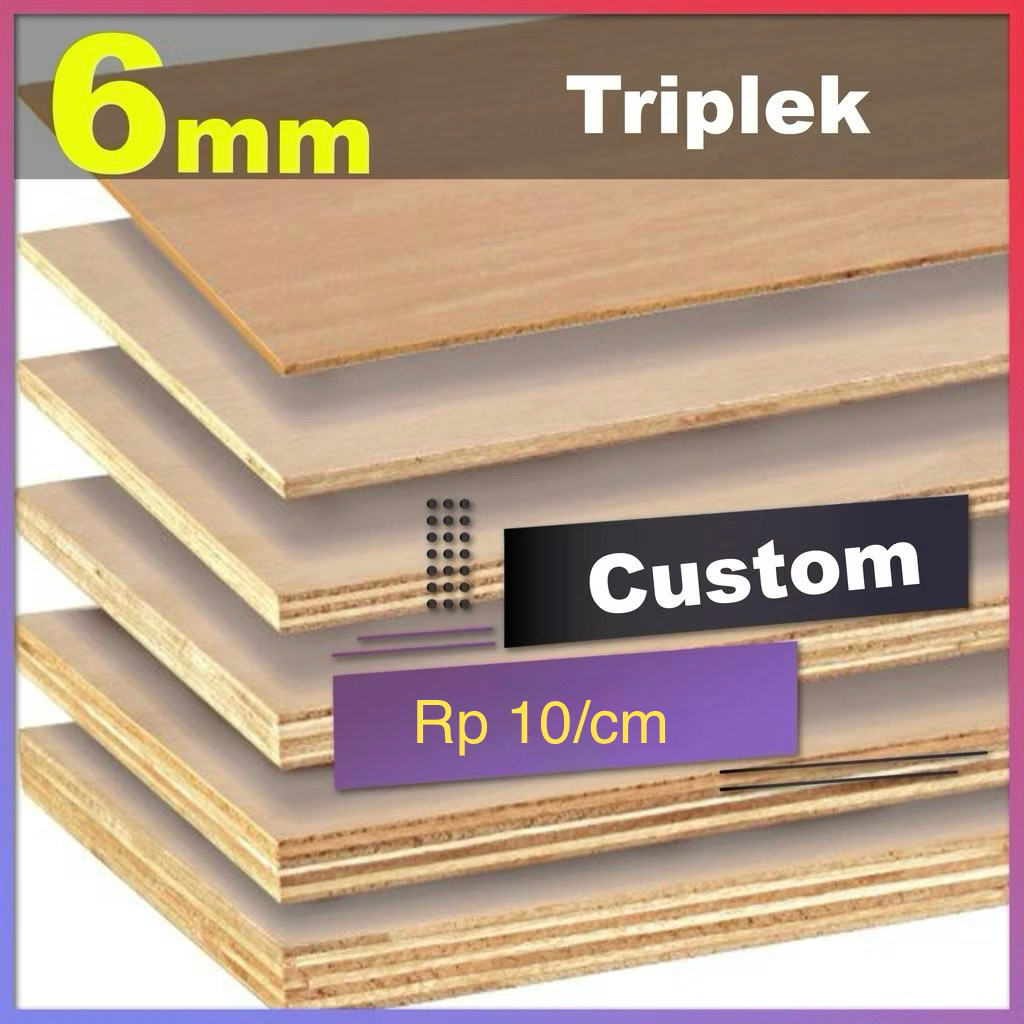 Triplek 6mm semi meranti custom potongan