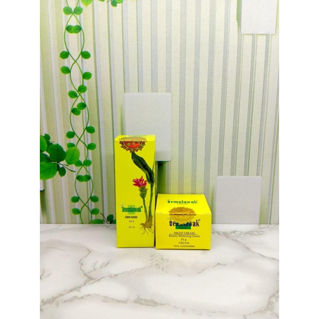 Paket Perawatan Wajah Temulawak [Serum Essense + Cream Malam] Melembabkan, Mencerahkan dan Memutihka