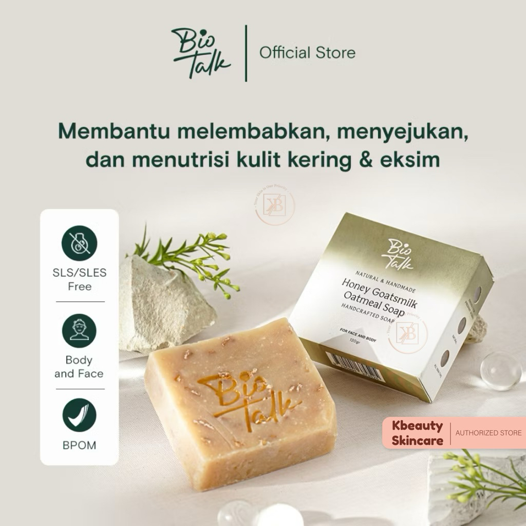 Bio Talk Herbal Handmade Soap - Honey Goats Milk Oatmeal  - Kulit Kering/Sensitive/Eczema/Psoriasis