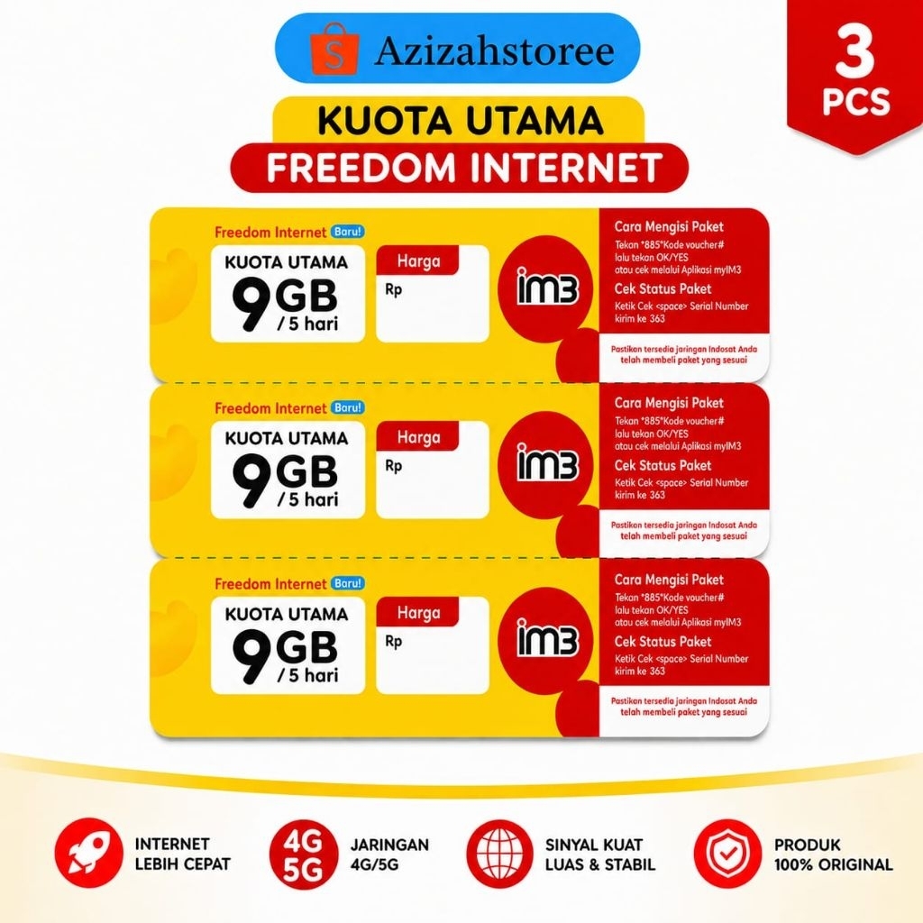 GROSIR VOUCHER IM3 KUOTA UTAMA 9GB/5HARI