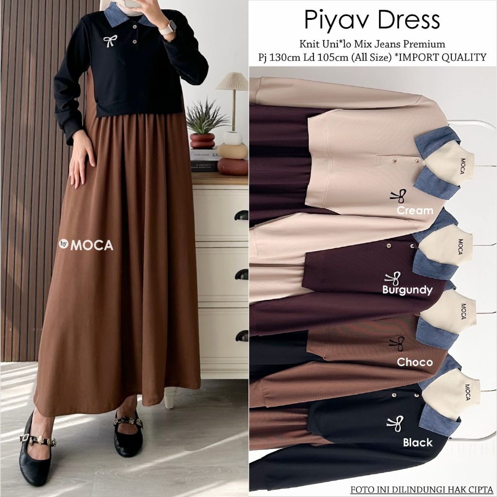 Piyav Dress Gamis Jumbo Allsize Busui Premium Knit Uniqlo Original Ori Moca Berlabel