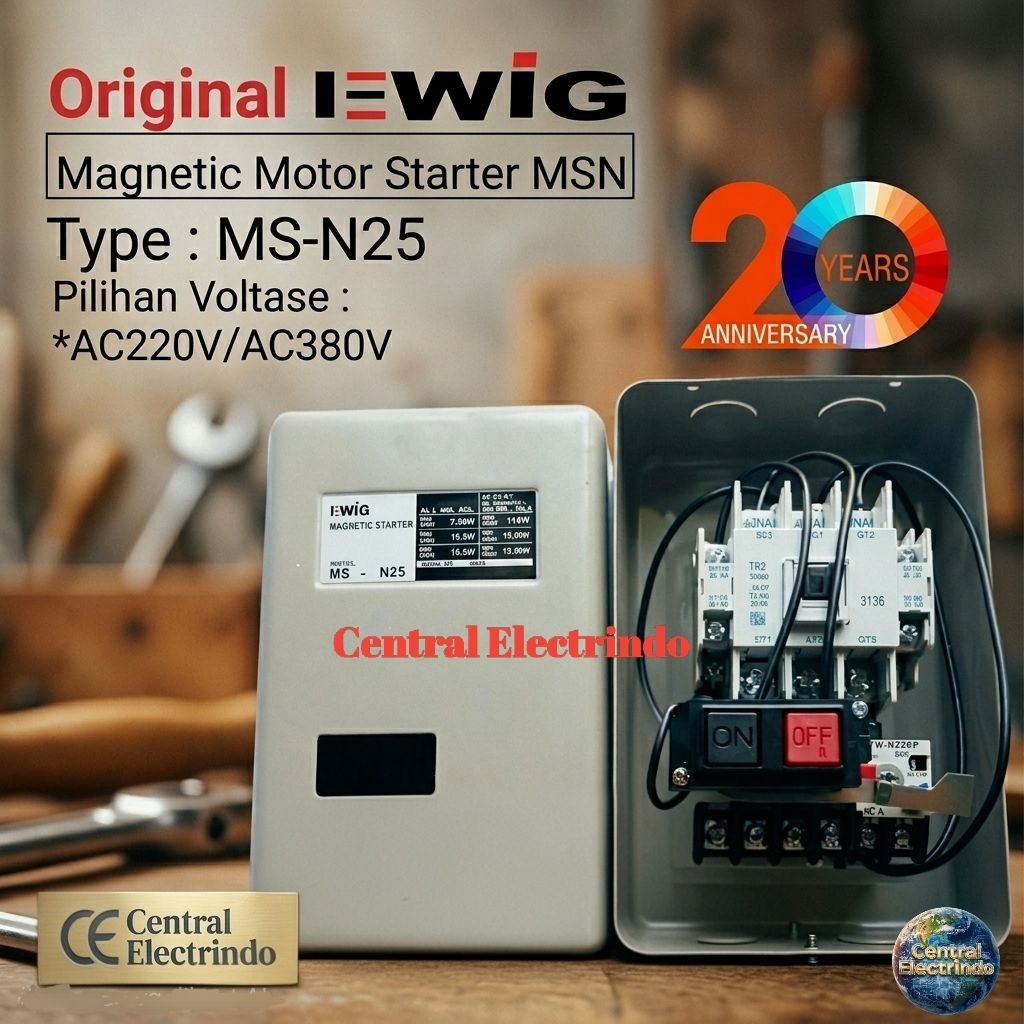 MAGNETIC MOTOR STARTER EWIG MSN-25 220VAc/380VAc