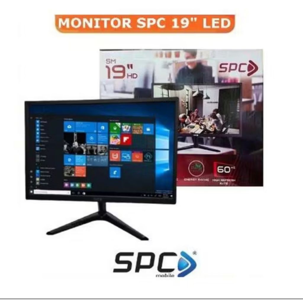 Monitor LED SPC 19 Inch Wide HDMI VGA HD Layar Jernih Untuk PC Office CCTV Kasir Gaming Kondisi Baru
