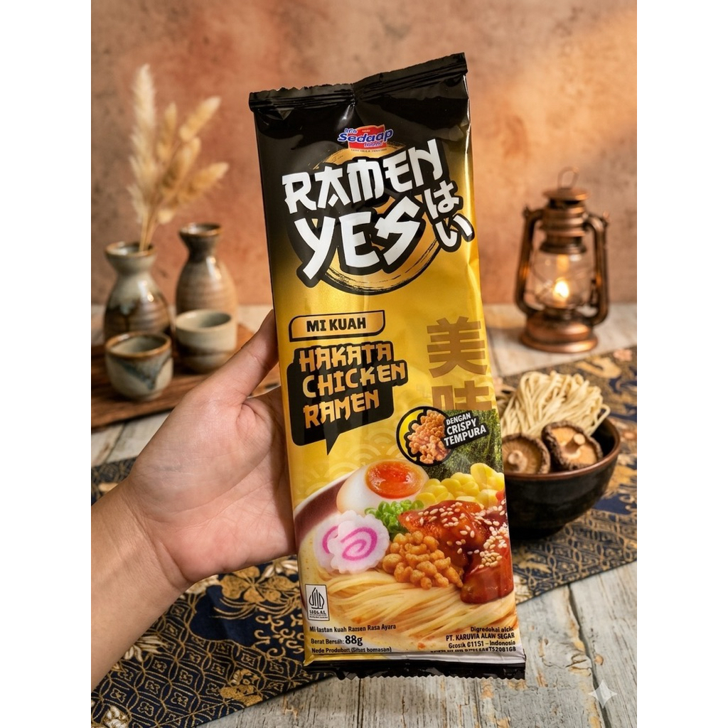 Mie Sedap Ramen Yes Kuah Hakata Chicken 3 Pcs / Mie Instan Kuah Ayam Jepang