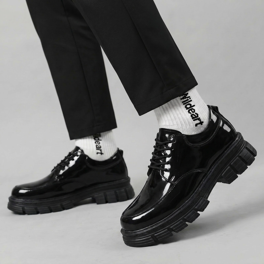Sepatu Oxford Hak Tinggi Hitam Docmart Pria