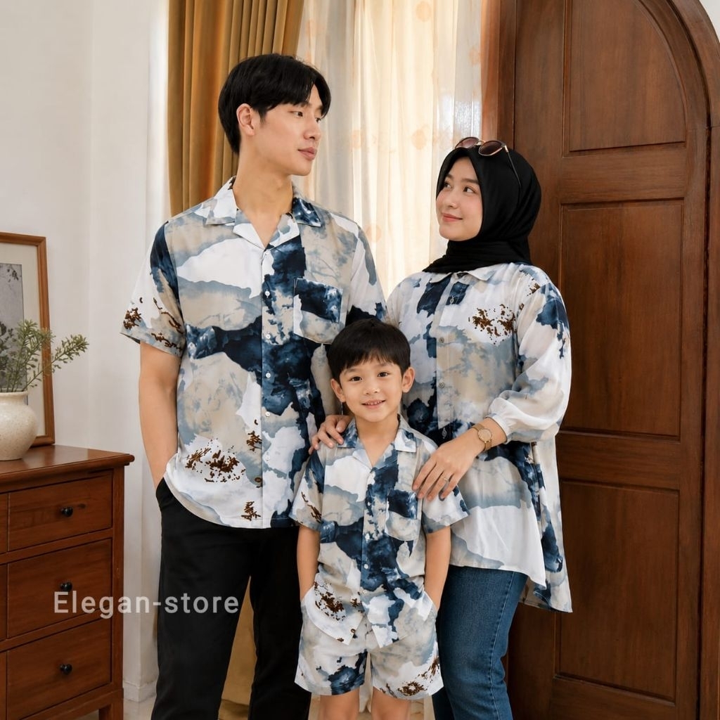 Promo Baju Couple Keluarga Ayah Ibu & Anak - Set Baju Couple Keluarga Rayon Viscose Import Super Ade
