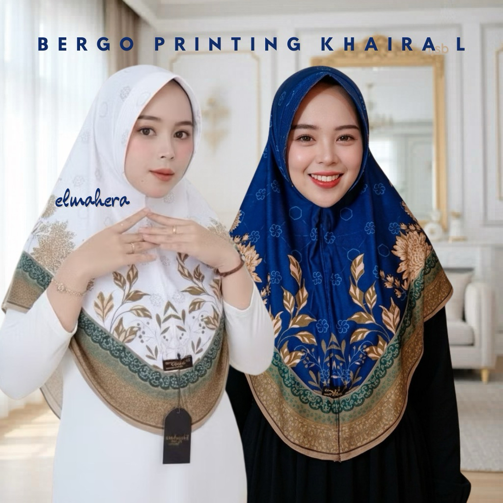 Daily Hijab Instan Bergo Motif Printing Khaira Jersey Zoya