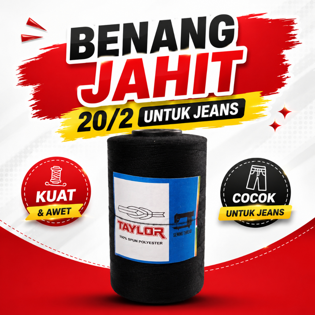 Benang Jahit Jeans 20/2 Warna Hitam 5000 Yard
