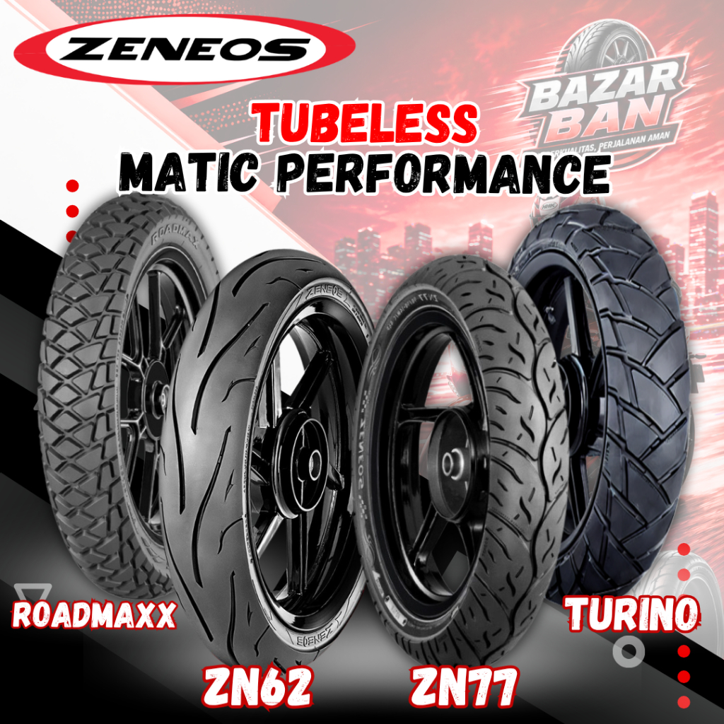 (PRODUKSI TERBARU) BAN ZENEOS RING 14 TUBELESS ZN62 ZN77 ROADMAXX TURINO ( 80/80 - 80/90 - 90/80 - 9