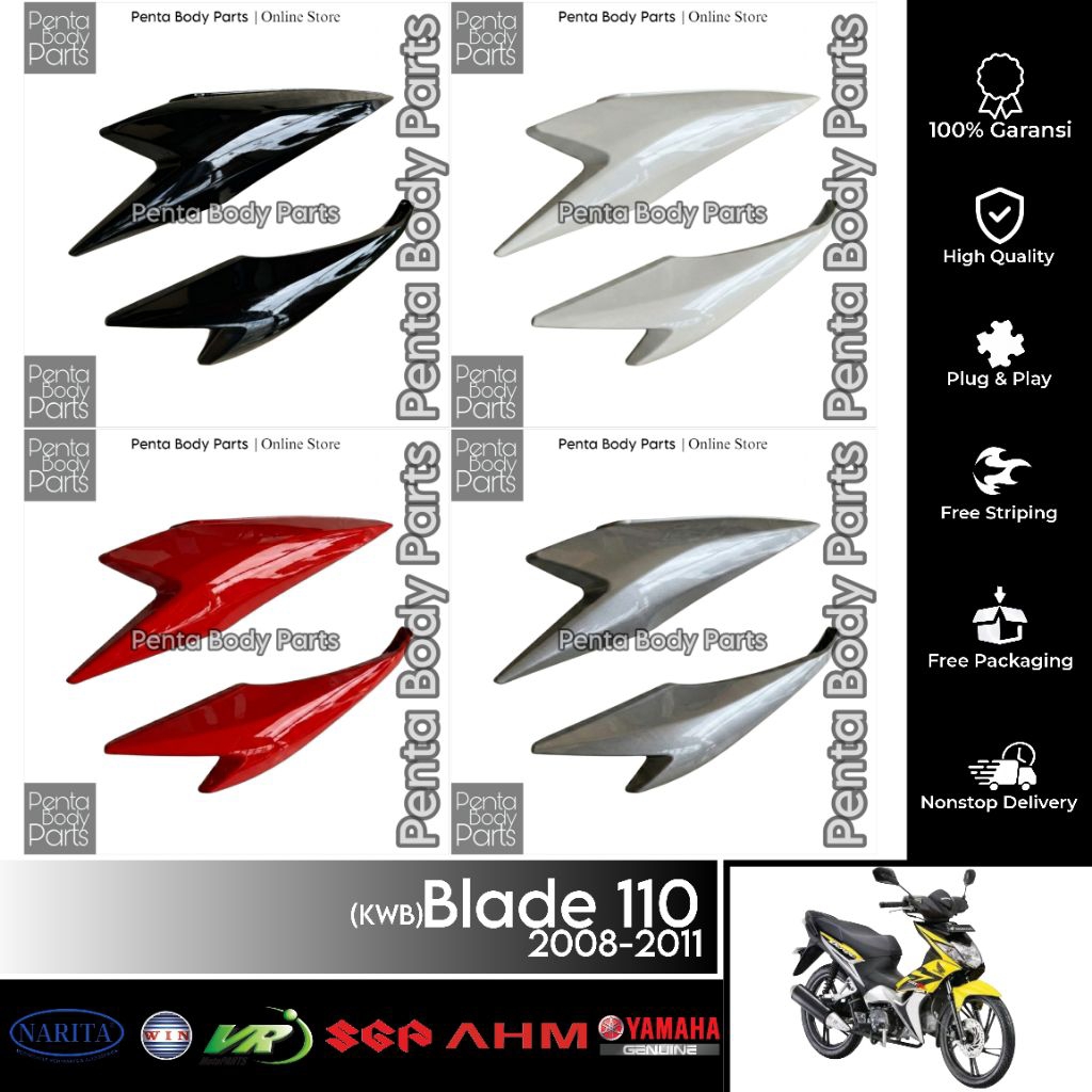 Cover Bodi Belakang Kiri + Kanan Blade 110 (KWB) - Body L+R Blade Lama / Gen 1 2008-2011 Warna Hitam