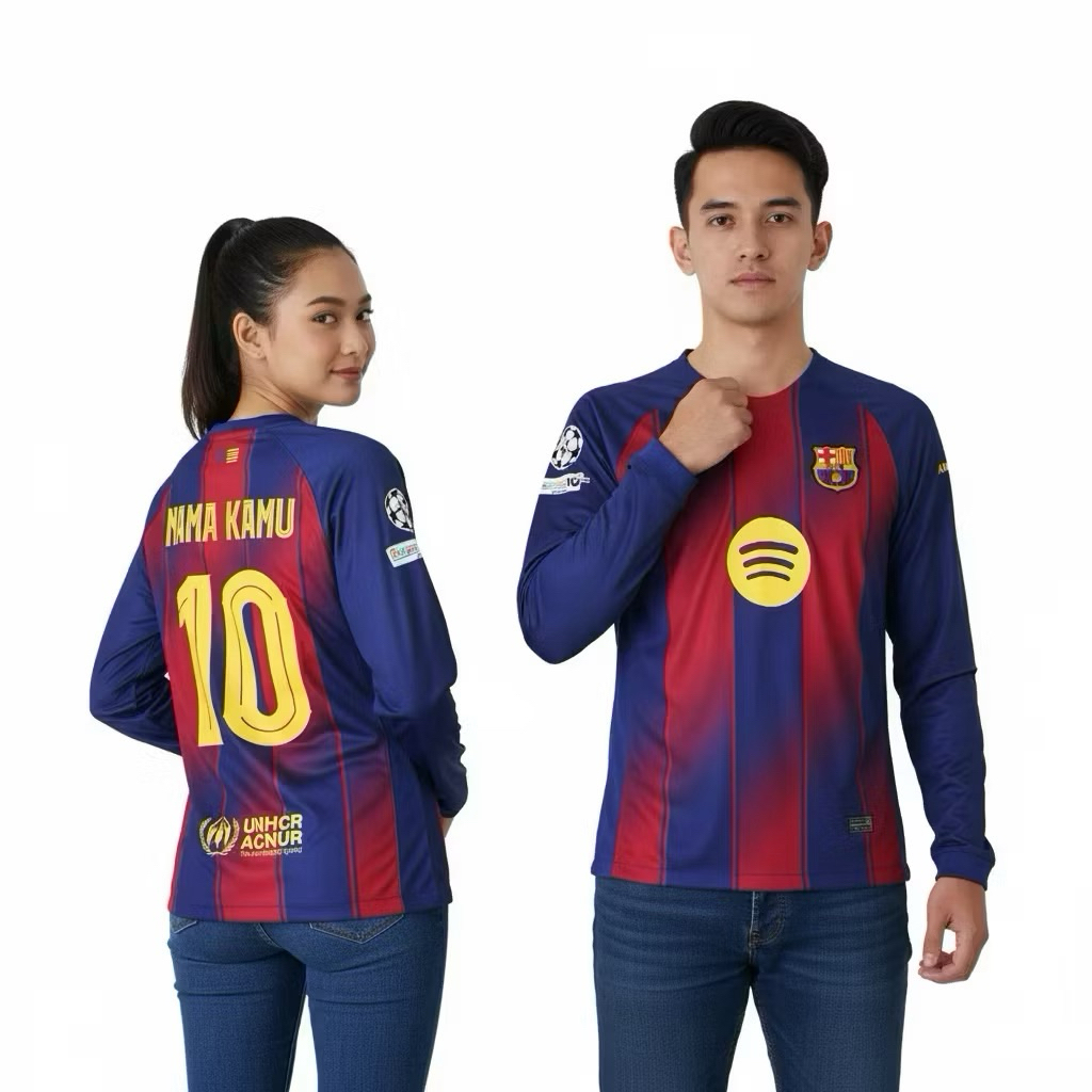 Jersey Barcelona Home Longsleeve 2025 2026 Grade Original - Jersey Barca Lengan Panjang High Quality